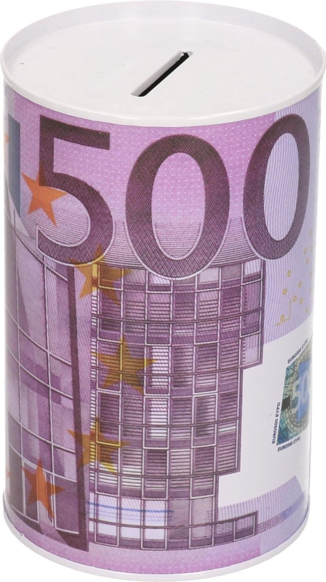 Spaarpot 500 euro biljet 8 x 15 cm - Blikken/metalen spaarpotten met euro biljetten