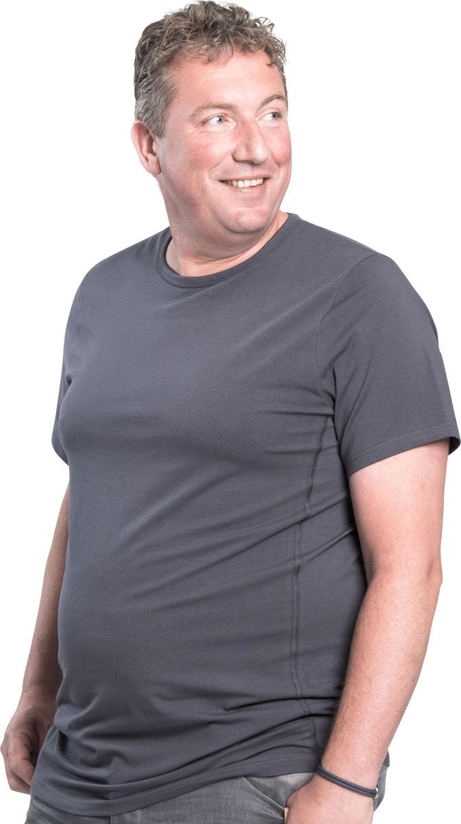 7XL 2-pack T-shirt heren ronde hals grijs | Buikmaat 7XL-B | grote maten tshirt XXXXXXXL