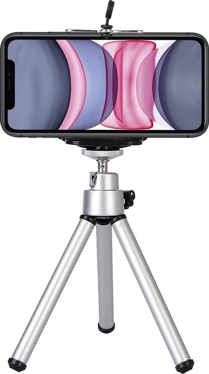 Mini Statief Smartphone Tripod Camera Telefoon Houder - Zilver
