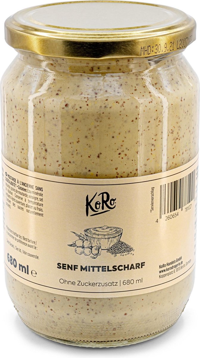 KoRo | Mosterd medium heet zonder suiker 680 ml