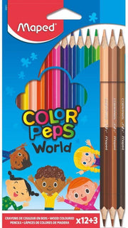 Maped Color Peps Kleurpotloden 12 Stuks + 3 Huidskleuren