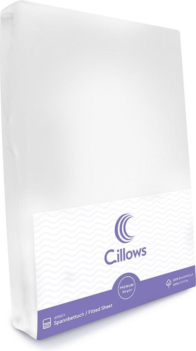 Cillows Premium Jersey Hoeslaken voor Kinderen - 70x140 cm - (tot 20 cm hoogte) - Wit
