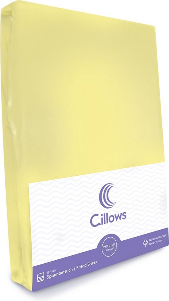 Cillows Premium Jersey Hoeslaken voor Kinderen - 70x140 cm - (tot 20 cm hoogte) - Citroen