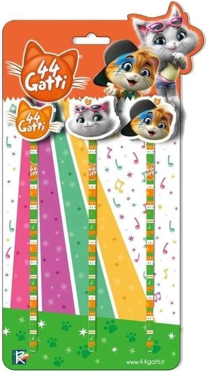 44 Gatti Cats potlodenset - groen/oranje/wit 4-delig