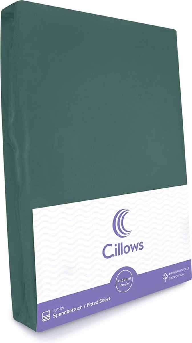 Cillows Premium Jersey Hoeslaken voor Kinderen - 70x150 cm - (tot 20 cm hoogte) - Donker Groen