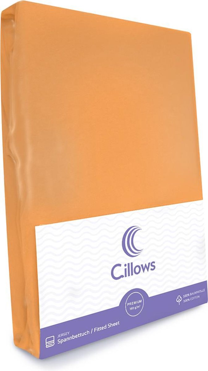 Cillows Premium Jersey Hoeslaken voor Kinderen - 70x140 cm - (tot 20 cm hoogte) - Oranje