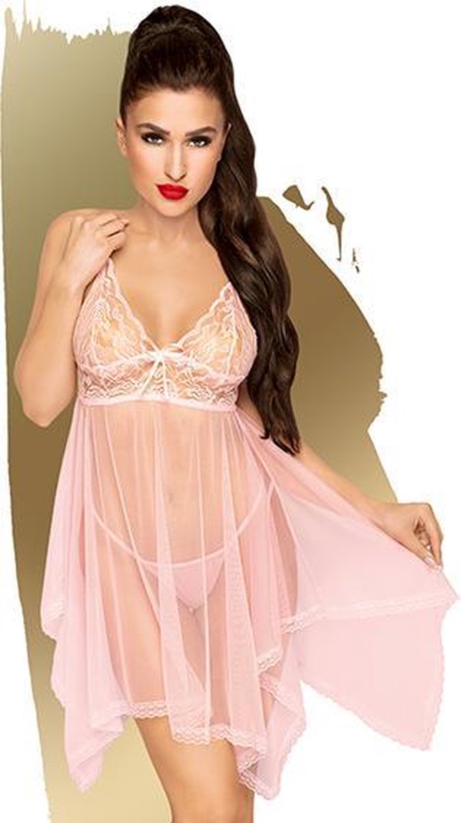 Penthouse Lingerie Naughty Doll - Erotische Babydoll - Maat M/L - Roze