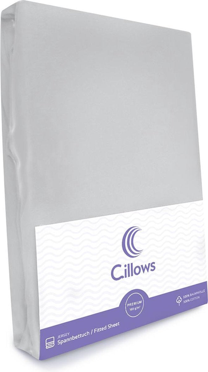 Cillows Premium Jersey Hoeslaken voor Kinderen - 70x140 cm - (tot 20 cm hoogte) - Grijs