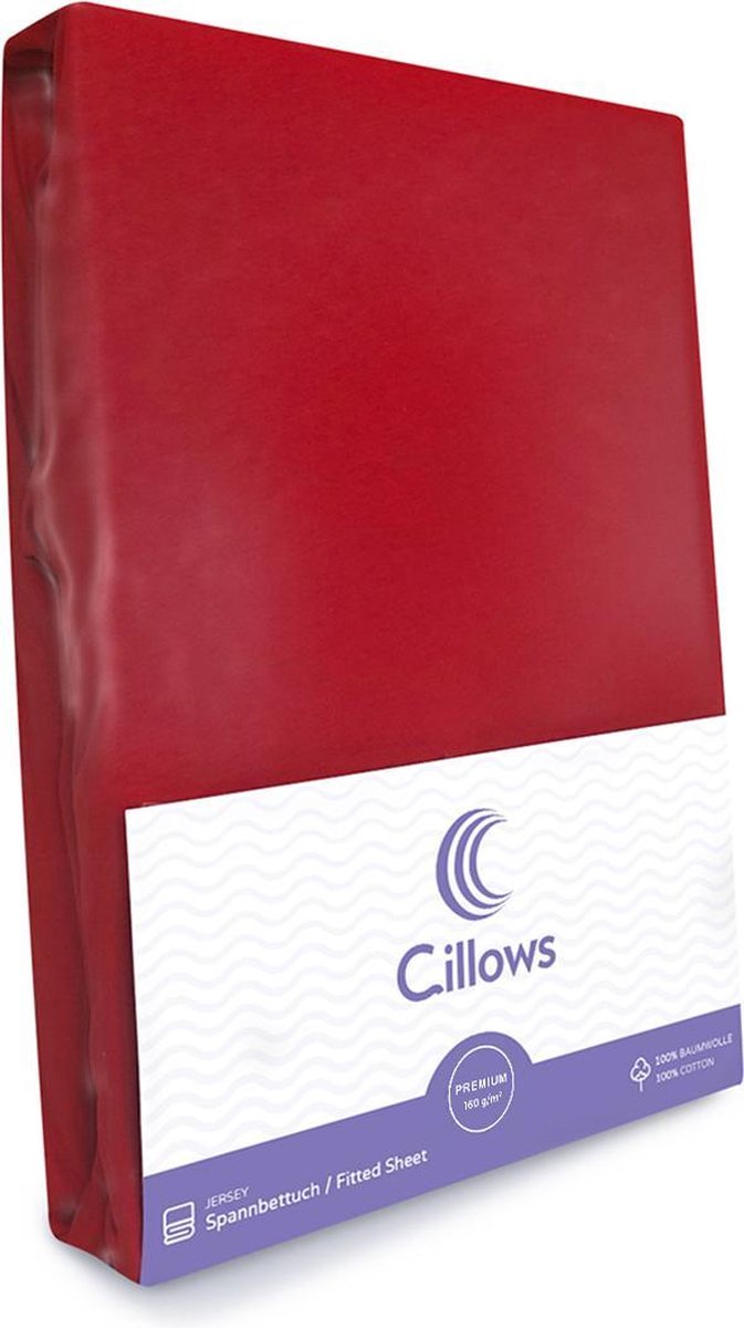 Cillows Premium Jersey Hoeslaken voor Kinderen - 70x140 cm - (tot 20 cm hoogte) - Rood