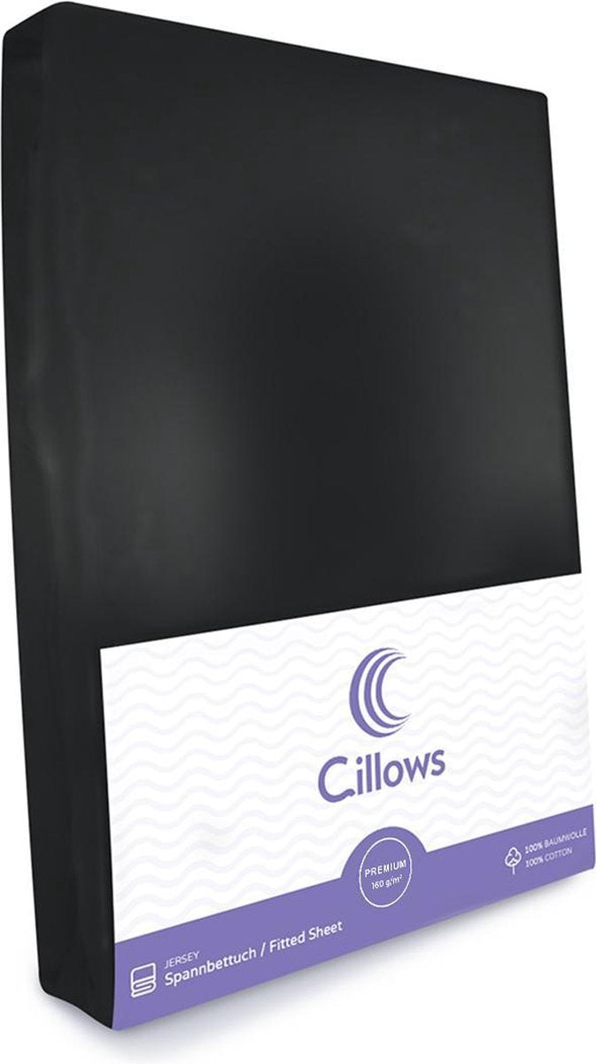 Cillows Premium Jersey Hoeslaken voor Kinderen - 70x140 cm - (tot 20 cm hoogte) - Zwart