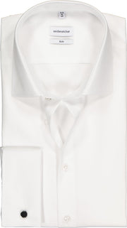 Seidensticker slim fit overhemd - dubbele manchet - wit - Strijkvrij - Boordmaat: 38