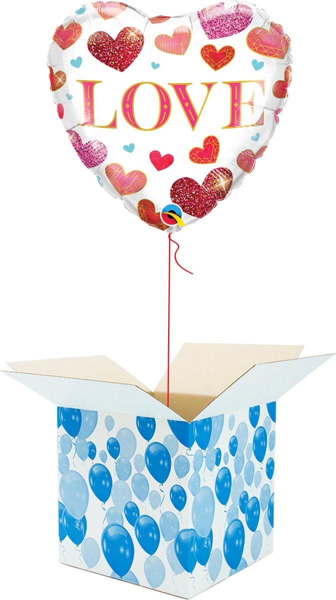 Helium Ballon Hart gevuld met helium - Valentijnsdag - Cadeauverpakking - Love rode hartjes - Hartjes Folieballon - Helium ballonnen Valentijnsdag