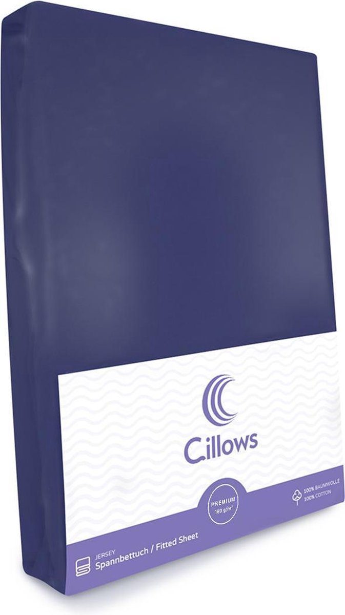 Cillows Premium Jersey Hoeslaken voor Kinderen - 70x150 cm - (tot 20 cm hoogte) - Donker Blauw