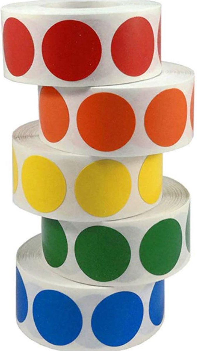 5 rollen stickers met 500 ronde stickers 2