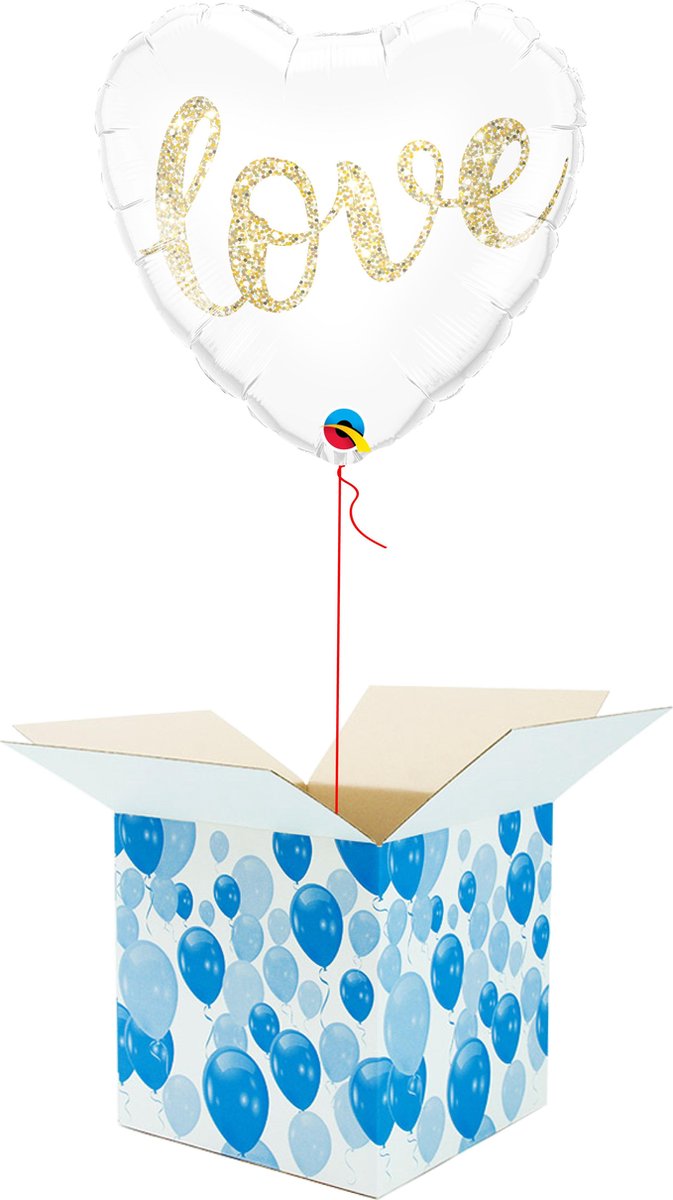 Helium Ballon Hart gevuld met helium - Valentijnsdag - Cadeauverpakking - Love Glitter - Hartjes Folieballon - Helium ballonnen Valentijnsdag