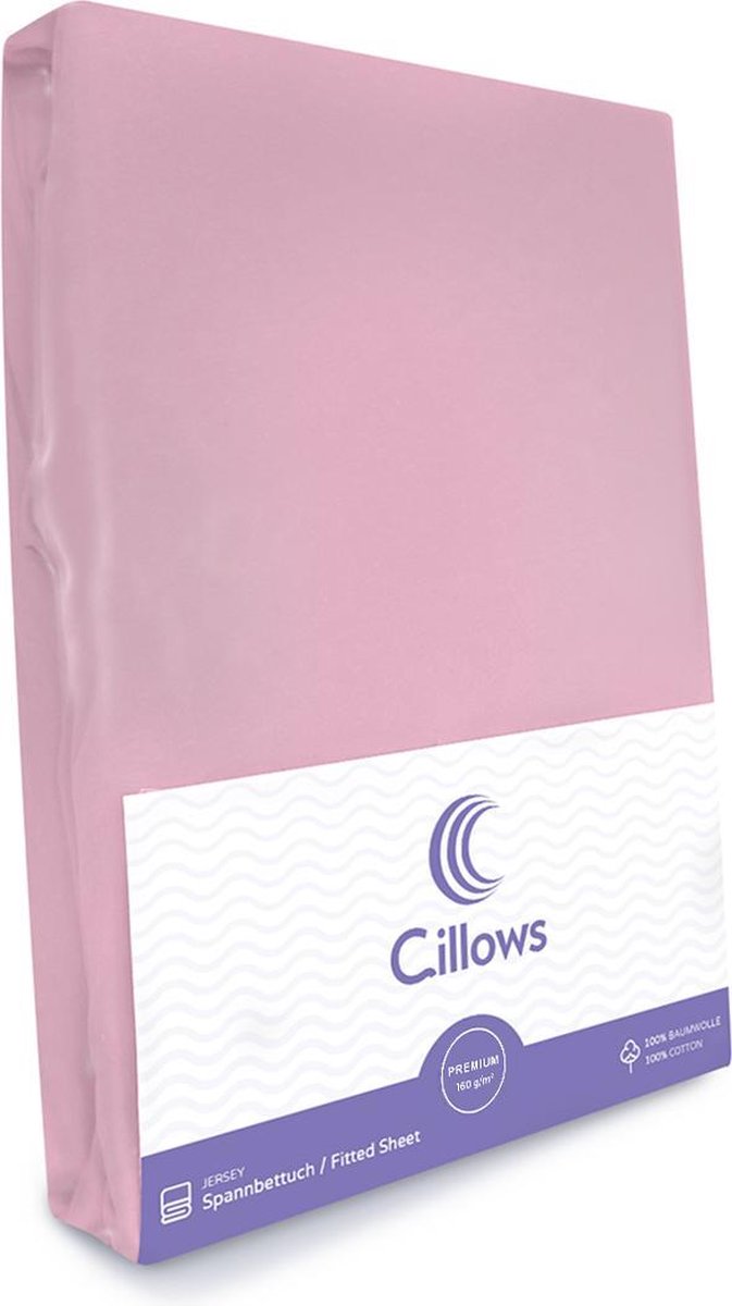 Cillows Premium Jersey Hoeslaken voor Kinderen - 70x140 cm - (tot 20 cm hoogte) - Oud Roze