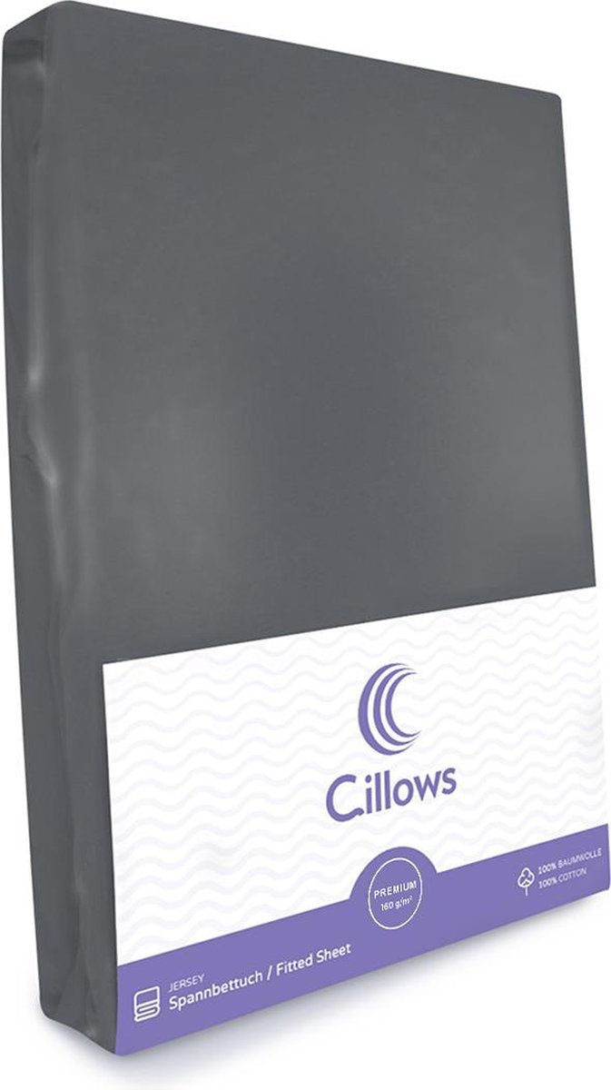 Cillows Premium Jersey Hoeslaken voor Kinderen - 70x140 cm - (tot 20 cm hoogte) - Donker Grijs