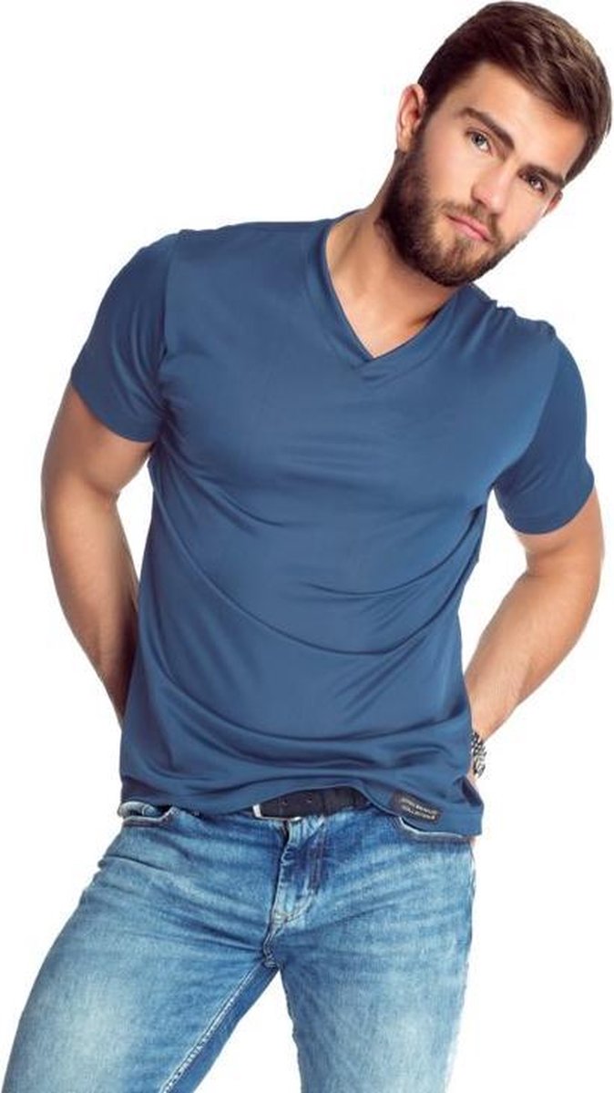 Mewa- T-shirt- Caro- vegan zijde- blauw XXL