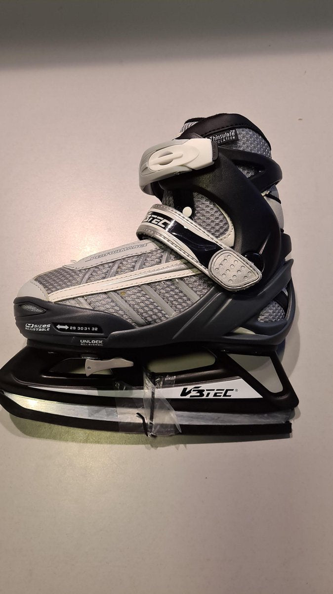 3tec ijshockeyschaats verstelbaar 29/32  grijs/wit