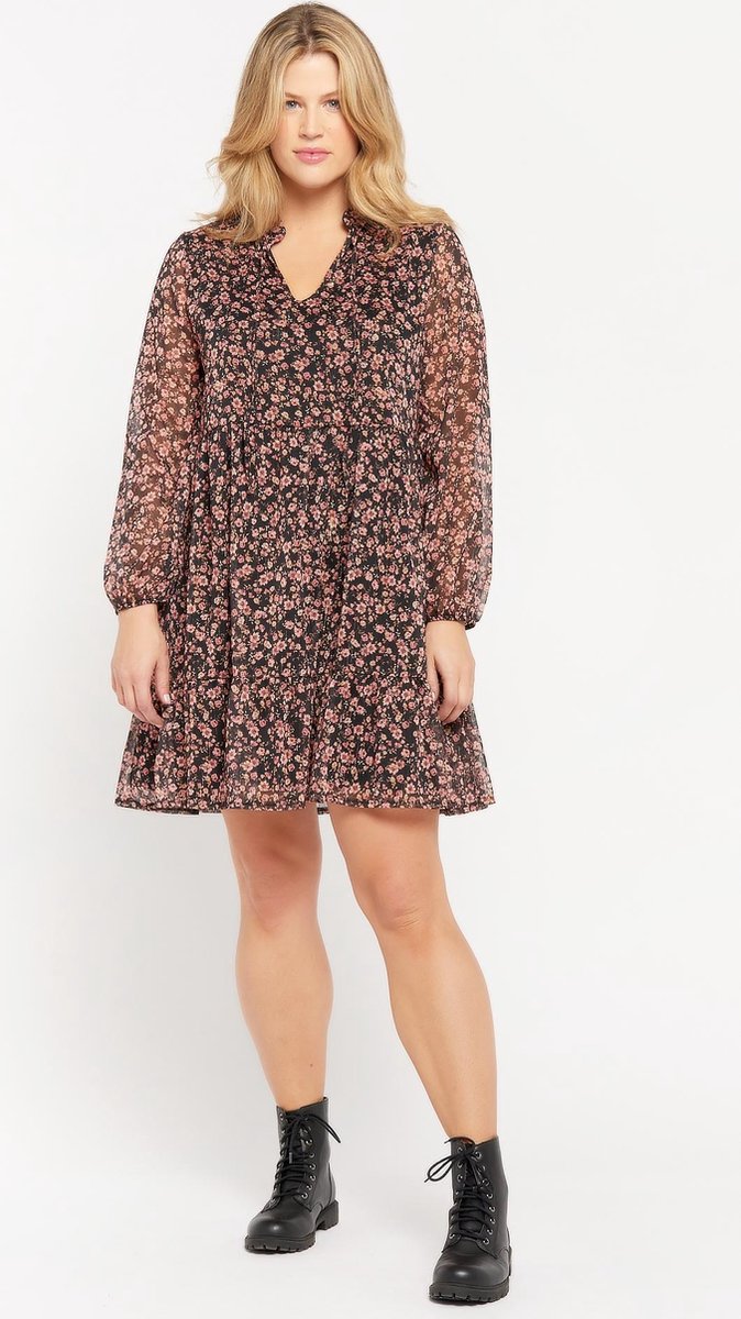 Mini jurk met bloemen - Roze