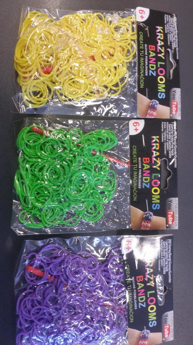 Loom bandjes paars/geel/groen