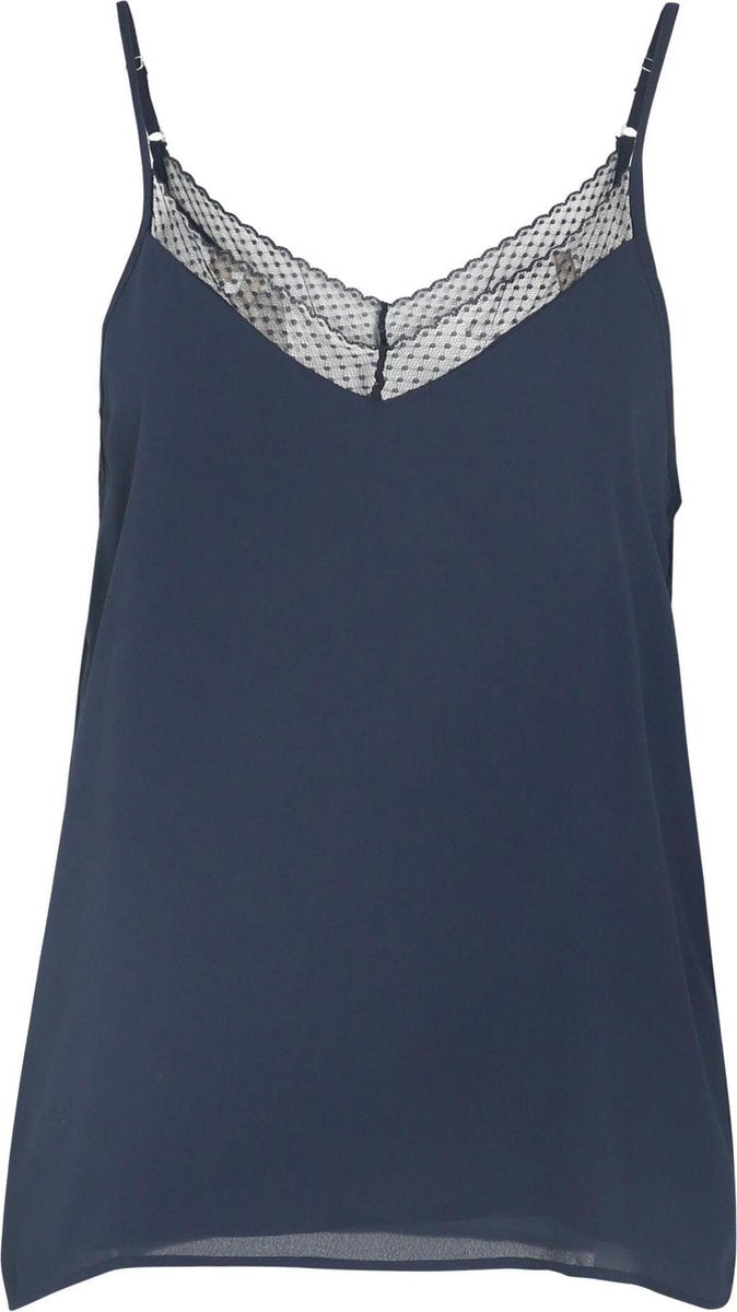 Cassis - Top met kantdetail - Marineblauw
