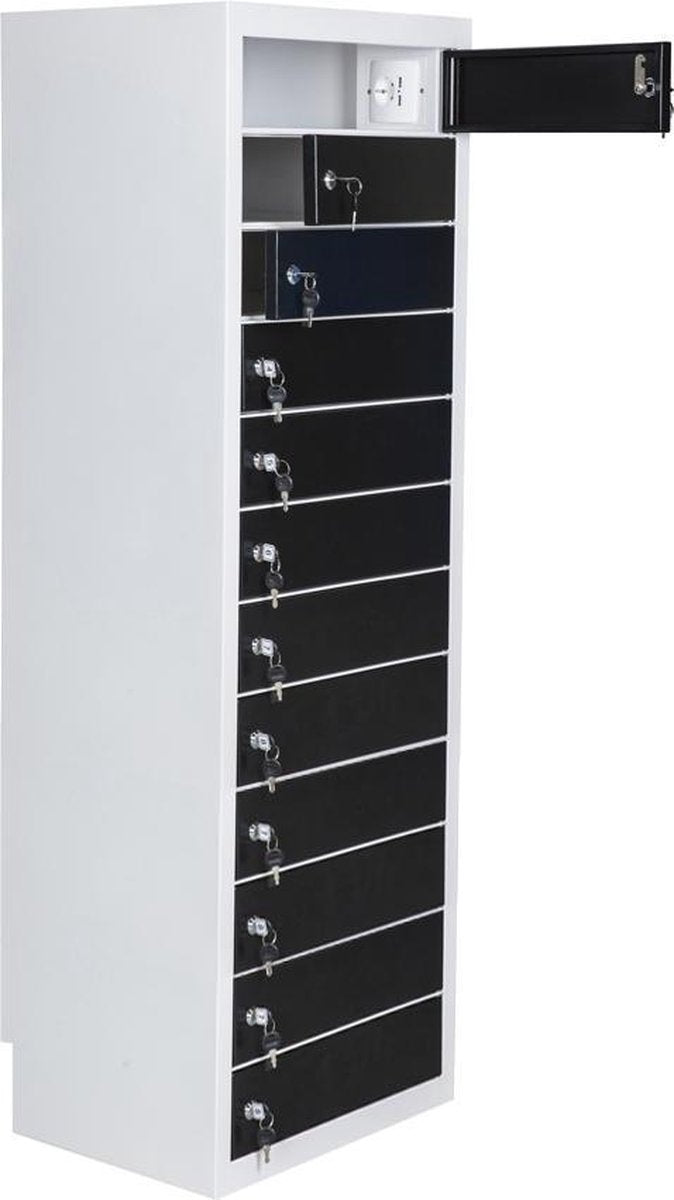 12-vaks Locker Zwart - Opbergen & opladen voor laptops en tablets