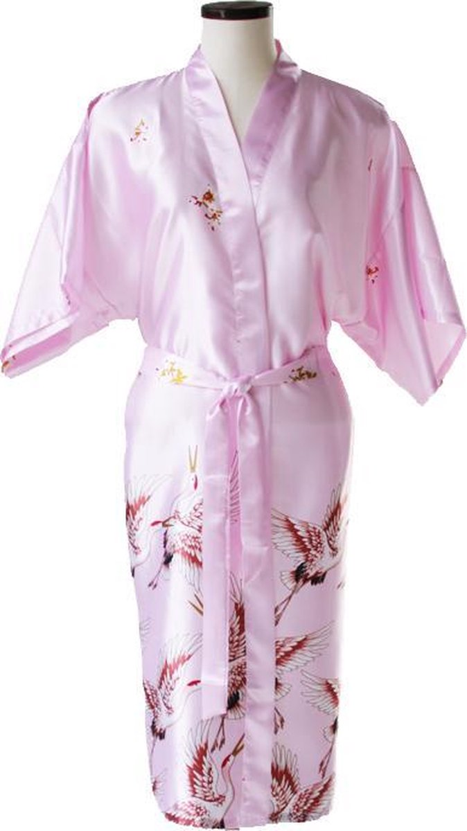 TA-HWA Kimono met Kraanvogels Roze Dames kimono S