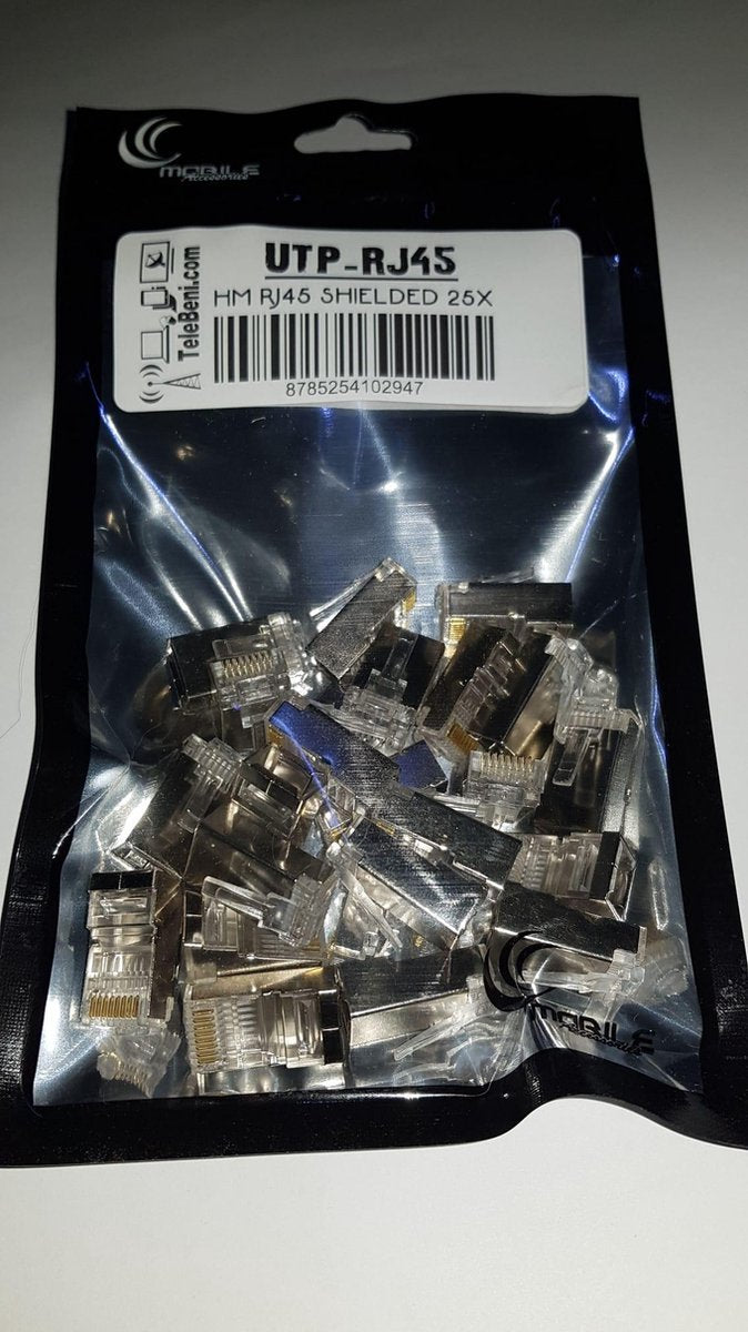 TeleBeni Voordeelpak 25 X Afgeschermde UTP netwerk connector RJ45 krimpconnector