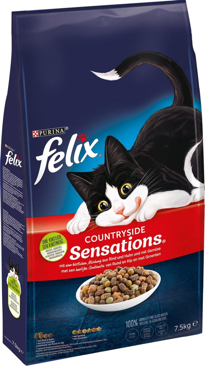 Felix Countryside Sensations Rund en Kip met Groenten - Kattenvoer - 7.5kg