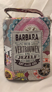 Shopper bag dames met leuke tekst BARBARA HEB VERTROUWEN IN JEZELF DAN KOMT ALLES GOED winkeltasje Wordt geleverd in cellofaan met linten