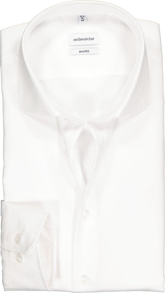 Seidensticker Shaped Fit overhemd - wit twill - Strijkvrij - Boordmaat: 39