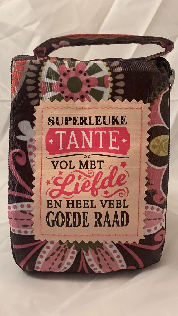 Shopper bag dames met leuke tekst SUPERLEUKE TANTE VOL MET LIEFDE EN HEEL VEEL GOEDE RAAD winkeltasje Wordt geleverd in cellofaan met linten