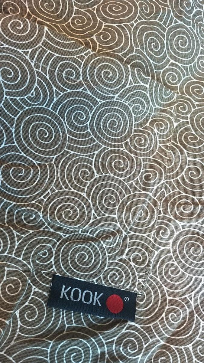 KOOK keukenschort met buikzak | Curlz | 70 x 90 cm | bruin en wit