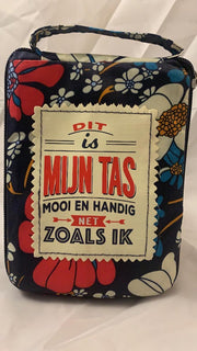 Shopper bag dames met leuke tekst DIT IS MIJN TAS MOOI EN HANDIG NET ZOALS IK winkeltasje Wordt geleverd in cellofaan met linten