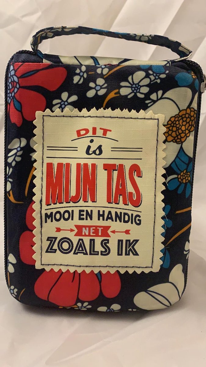 Shopper bag dames met leuke tekst DIT IS MIJN TAS MOOI EN HANDIG NET ZOALS IK winkeltasje Wordt geleverd in cellofaan met linten