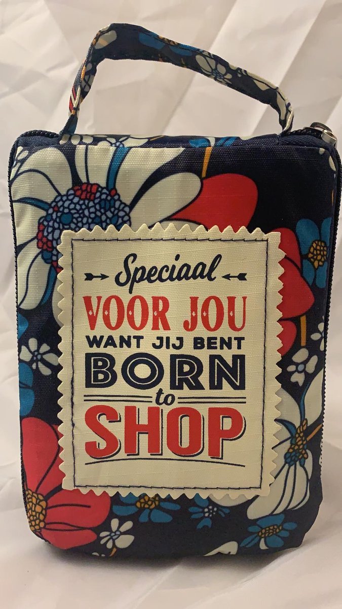 Shopper bag dames met leuke tekst SPECIAAL VOOR JOU WANT JIJ BENT BRON TO SHOP winkeltasje Wordt geleverd in cellofaan met linten