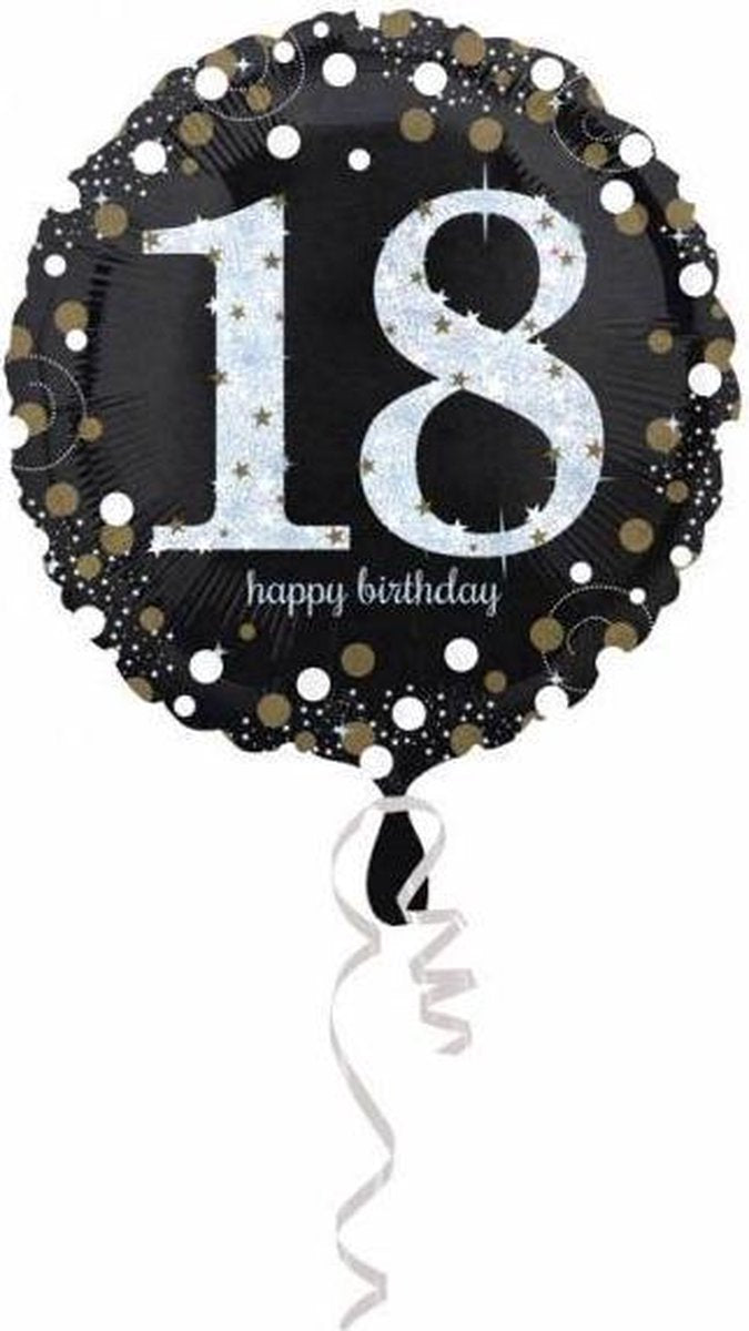 Helium Ballon 18 Jaar Zilver 43cm leeg