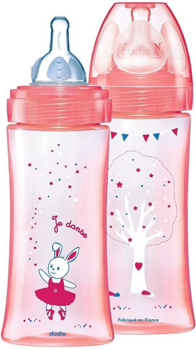 Dodie fles 330ml 2 stuks speen maat 3 6 mnd+