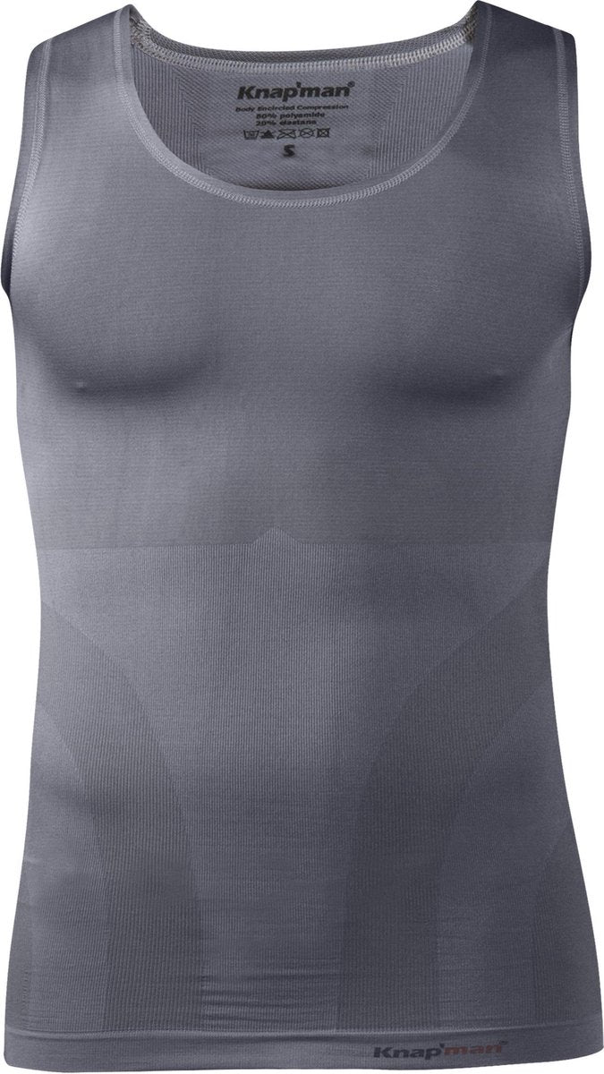 Knapman Zoned Compression Tanktop 2.0 Grijs | Figuur- en Houding Corrigerend Hemd voor Mannen | Maat XXL