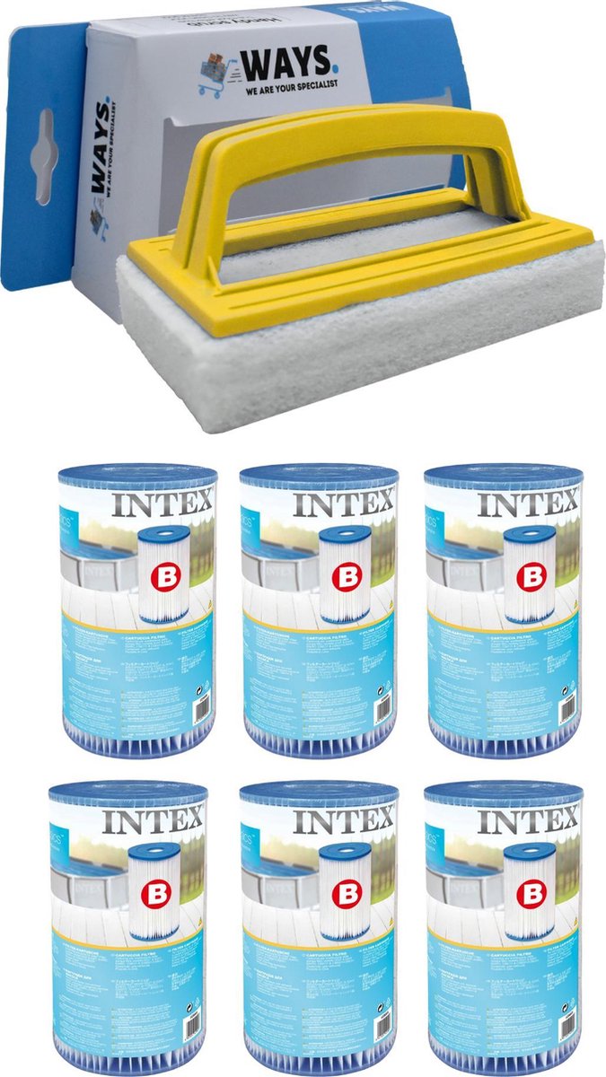 Intex - Filter type B - 6 stuks - Geschikt voor filterpomp 28634GS & WAYS scrubborstel