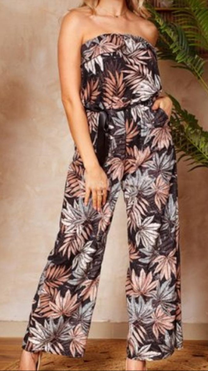 Jumpsuit zwart met lint