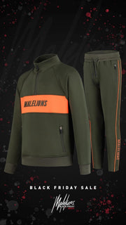 Malelions Junior Sport Uraenium Tracksuit - Army/Orange - 14 | 164