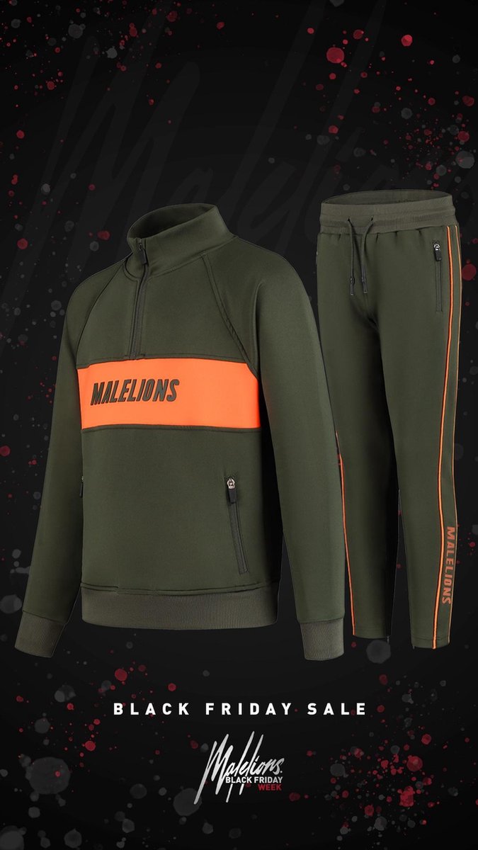 Malelions Junior Sport Uraenium Tracksuit - Army/Orange - 14 | 164