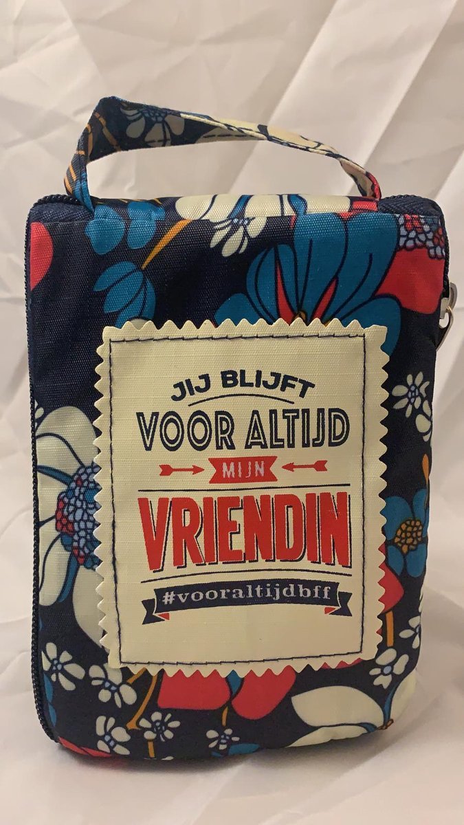 Shopper bag dames met leuke tekst JIJ BLIJFT VOOR ALTIJD MIJN VRIENDIN #VOORALTIJDBFF winkeltasje Wordt geleverd in cellofaan met linten
