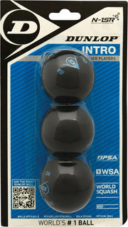 Dunlop  INTRO  - Squashballen beginner - 3bal blister - zwart