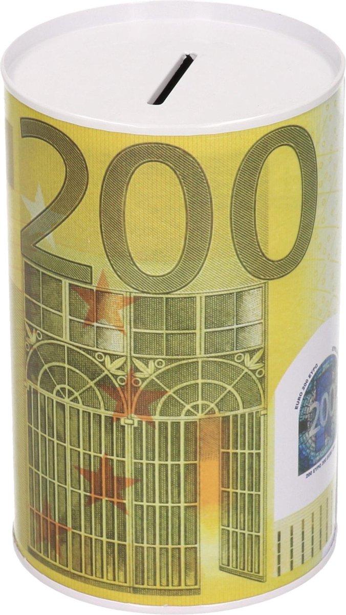 Spaarpot 200 euro biljet 8 x 15 cm - Blikken/metalen spaarpotten met euro biljetten