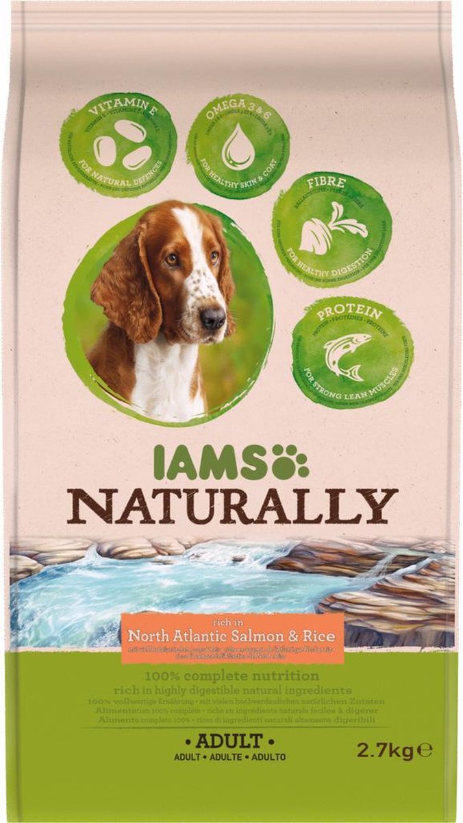 Iams Naturally Dog Adult Zalm&Rijst 2.7 kg