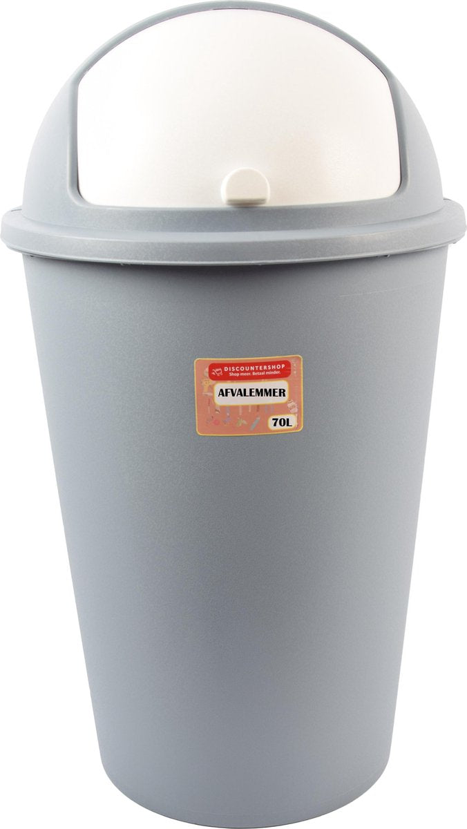 Discountershop Afvalemmer 70L met schuifdeksel Blauw 40 x 40 x 68 cm