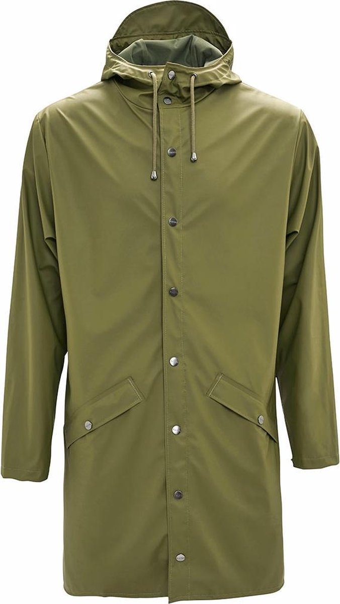 Rains Long Jacket 1202 Regenjas - Unisex - Olijf